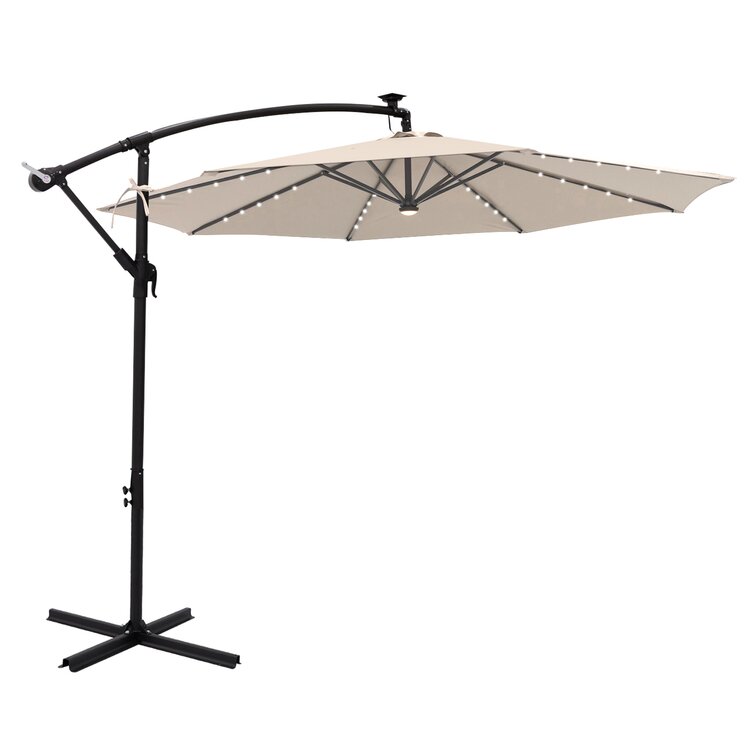 Arlmont & Co. Wiktoria 120'' Lighted Cantilever Umbrella | Wayfair